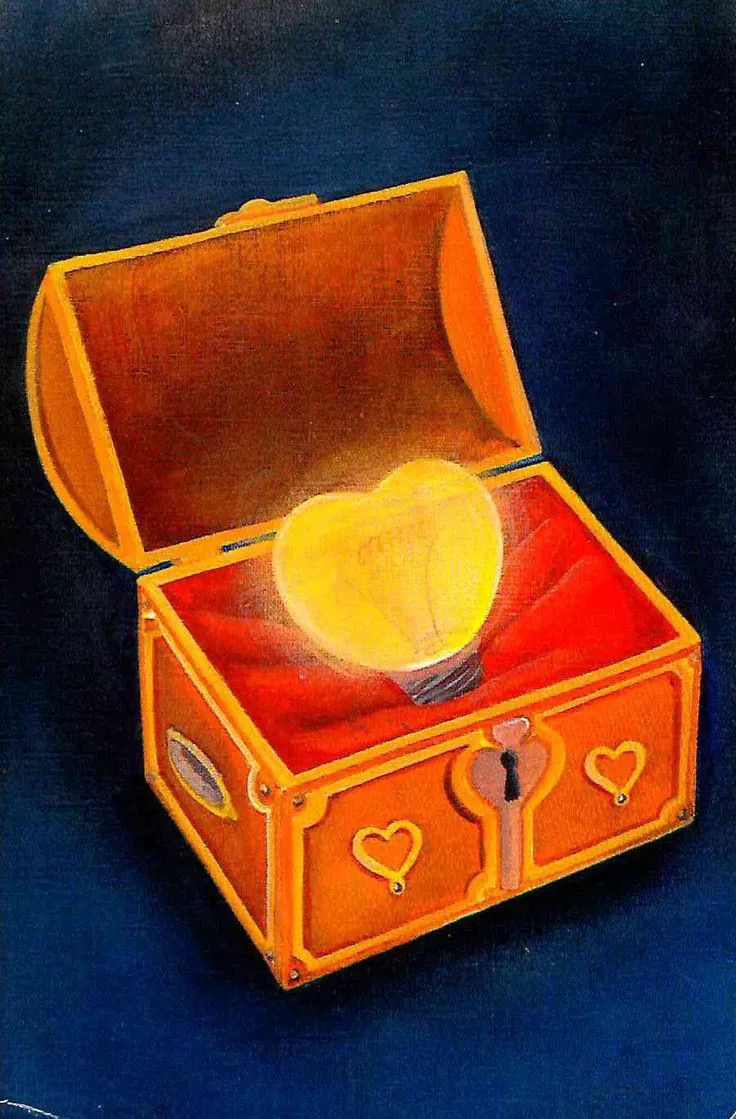 Coffre ouvert contenant une lumière dorée